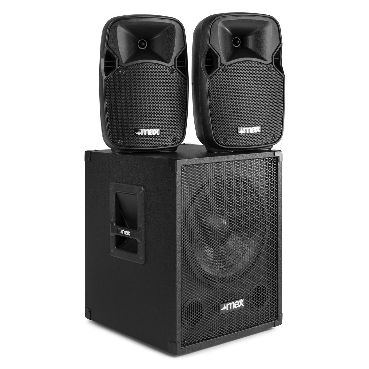 MAX MX700 2.1 Actieve Speakerset 700W met 12 inch Subwoofer en 2x 8 inch Tops