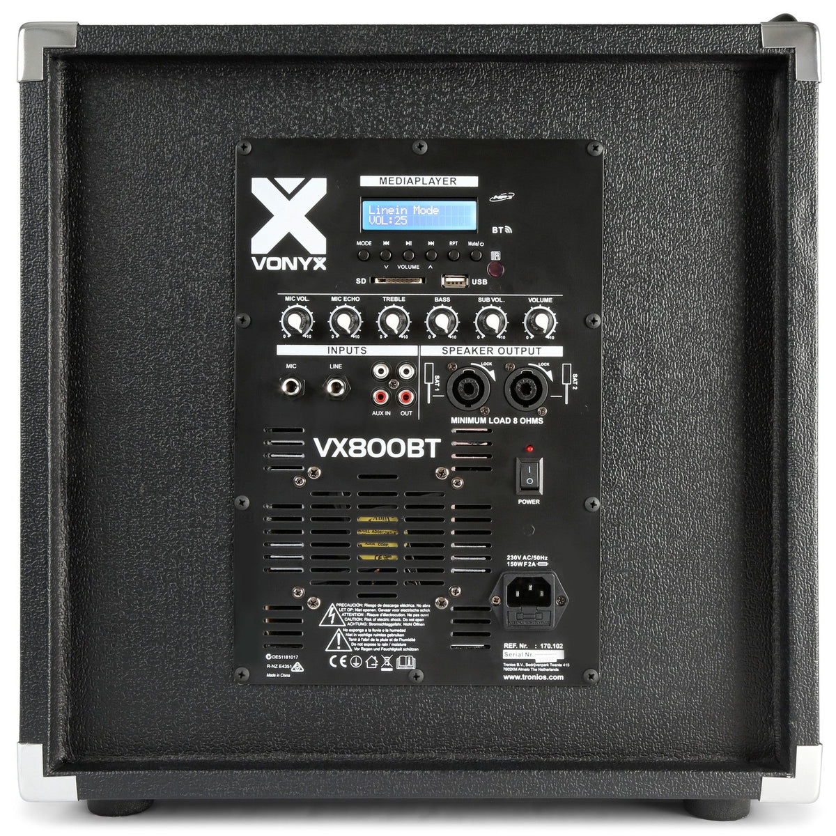 VONYX VX800BT 2.1 Actieve Speakerset 800W met 12 inch Subwoofer, Bluetooth en USB/SD MP3 Speler