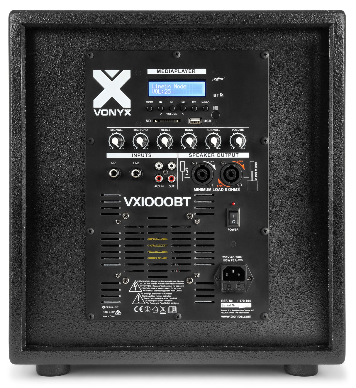 VONYX VX1000BT 1000W 2.2 Actieve Speakerset met Dubbele 10 inch Subwoofers en Bluetooth