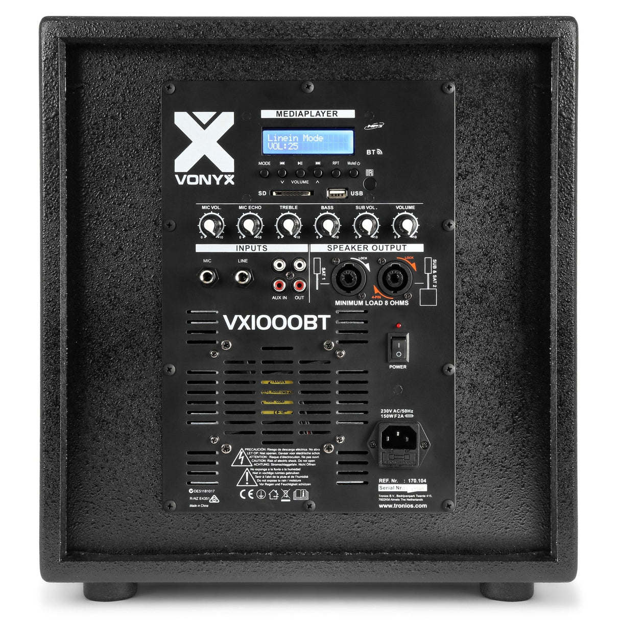 VONYX VX1000BT 1000W 2.2 Actieve Speakerset met Dubbele 10 inch Subwoofers en Bluetooth