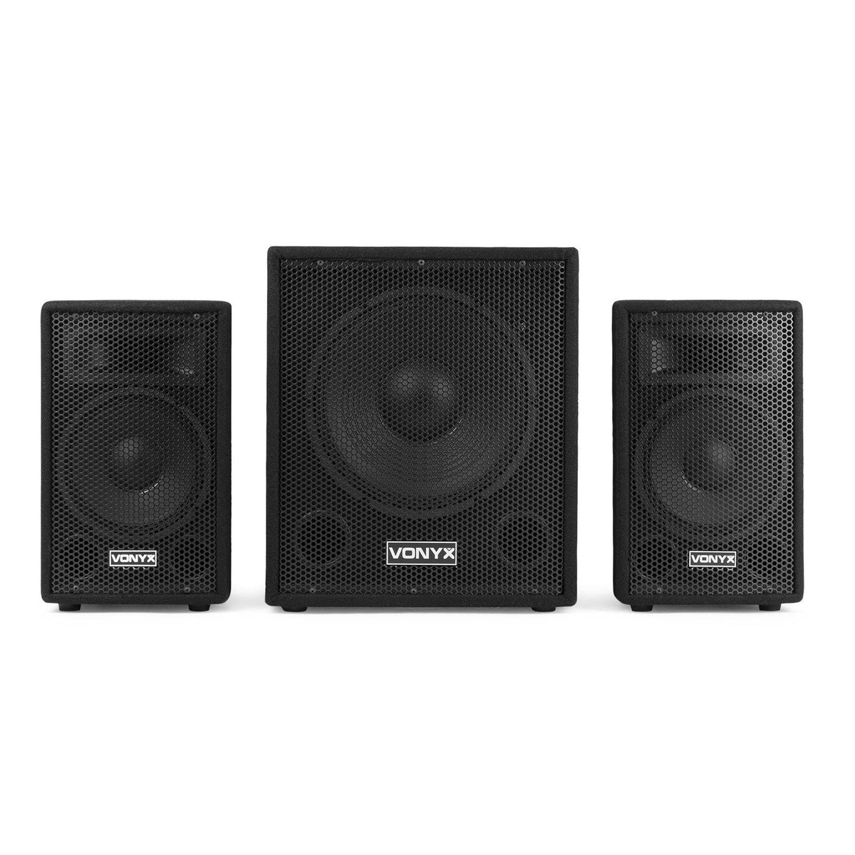 VONYX VX0812BT 2.1 Actieve Speakerset met 12 inch Subwoofer, Bluetooth en 8 inch Satellietspeakers