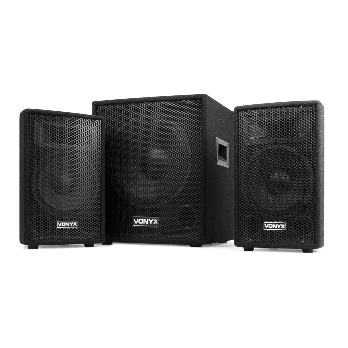 VONYX VX0812BT 2.1 Actieve Speakerset met 12 inch Subwoofer, Bluetooth en 8 inch Satellietspeakers
