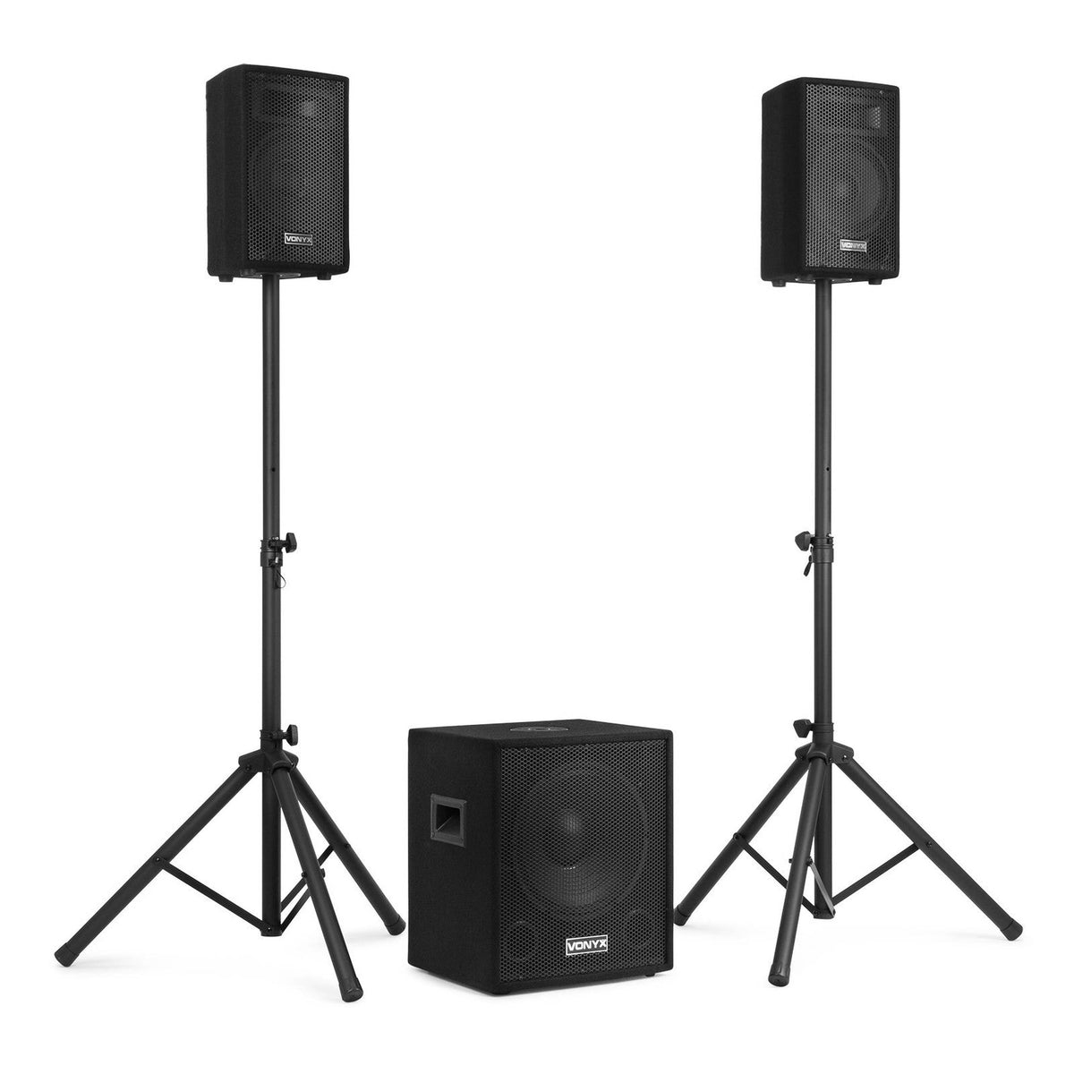 VONYX VX0812BT 2.1 Actieve Speakerset met 12 inch Subwoofer, Bluetooth en 8 inch Satellietspeakers