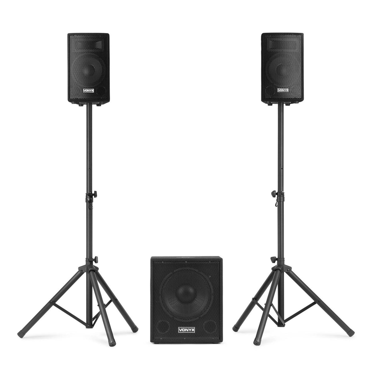 VONYX VX0812BT 2.1 Actieve Speakerset met 12 inch Subwoofer, Bluetooth en 8 inch Satellietspeakers