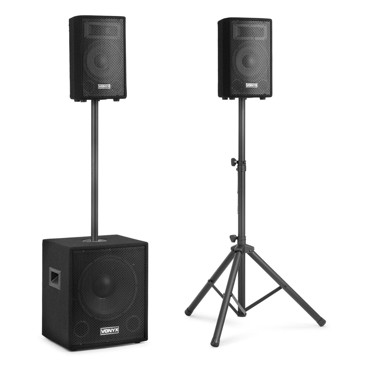 VONYX VX0812BT 2.1 Actieve Speakerset met 12 inch Subwoofer, Bluetooth en 8 inch Satellietspeakers