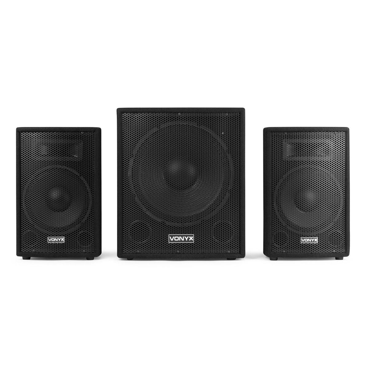 VONYX VX1015BT 1000W 2.1 Actieve Speakerset met 15 inch Subwoofer, Bluetooth en 10 inch Satellietspeakers