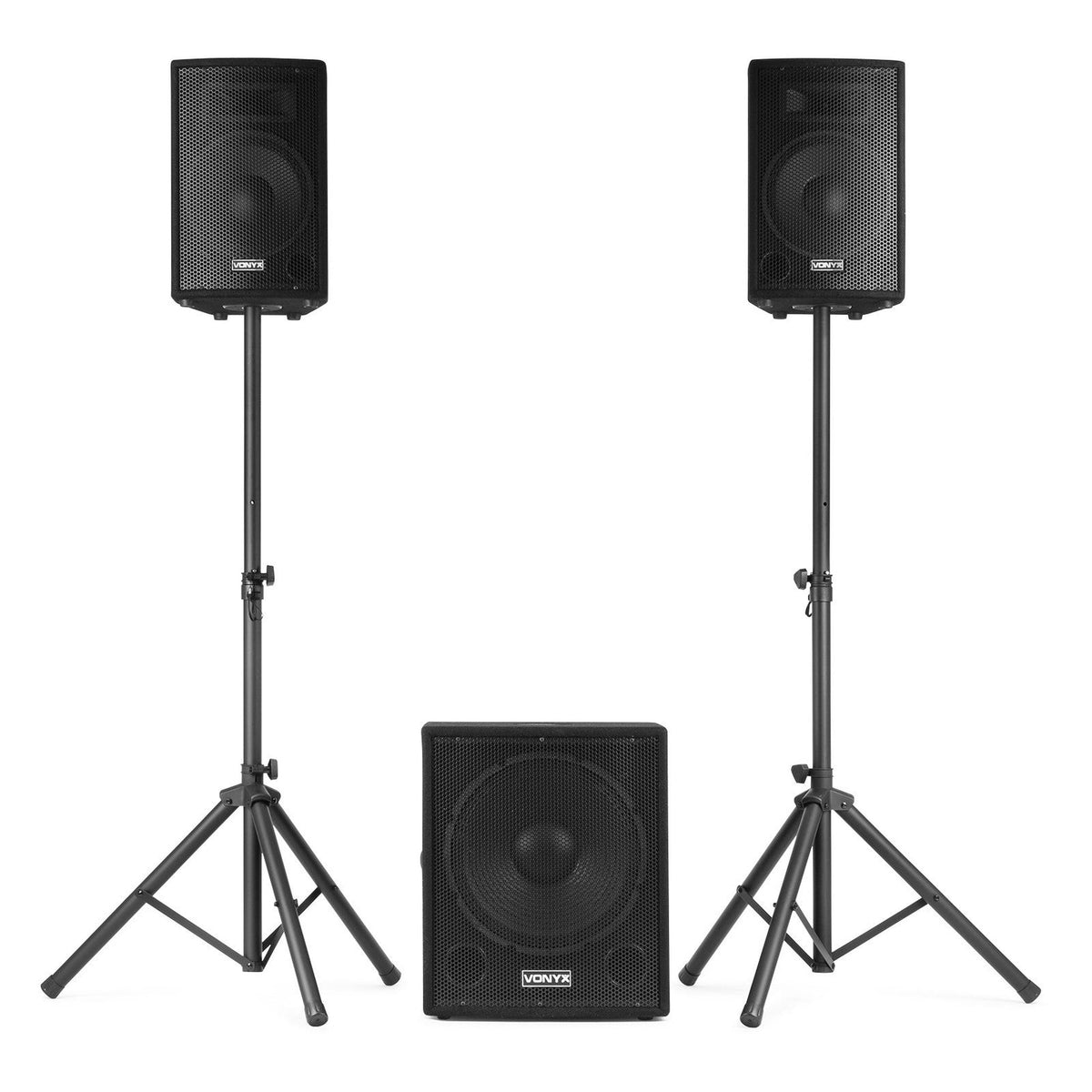 VONYX VX1015BT 1000W 2.1 Actieve Speakerset met 15 inch Subwoofer, Bluetooth en 10 inch Satellietspeakers