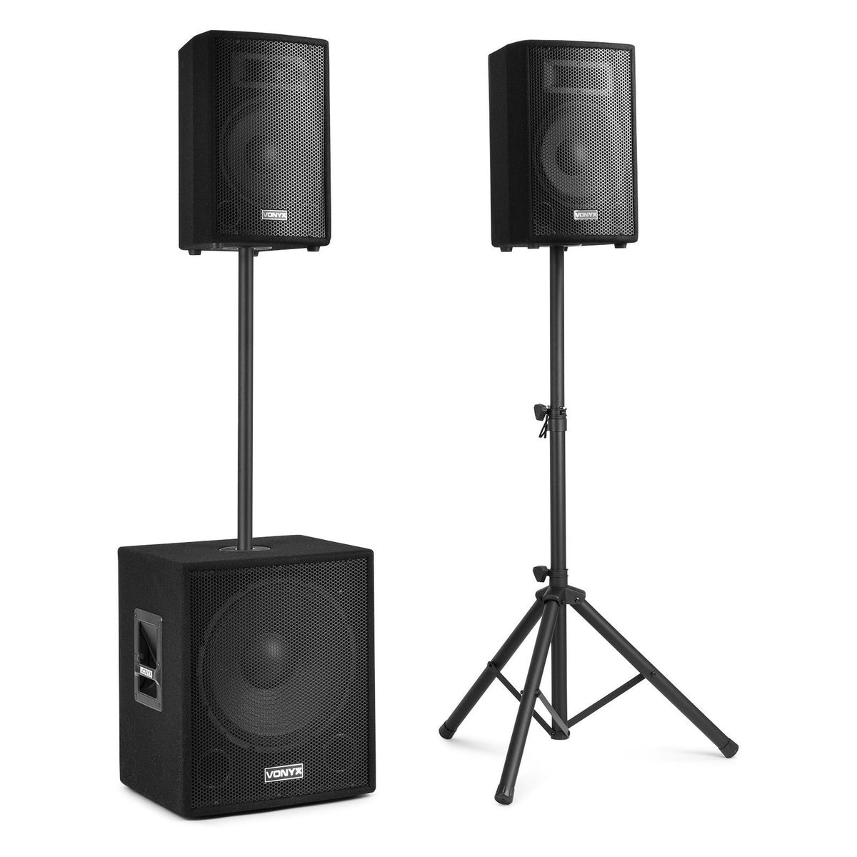 VONYX VX1015BT 1000W 2.1 Actieve Speakerset met 15 inch Subwoofer, Bluetooth en 10 inch Satellietspeakers