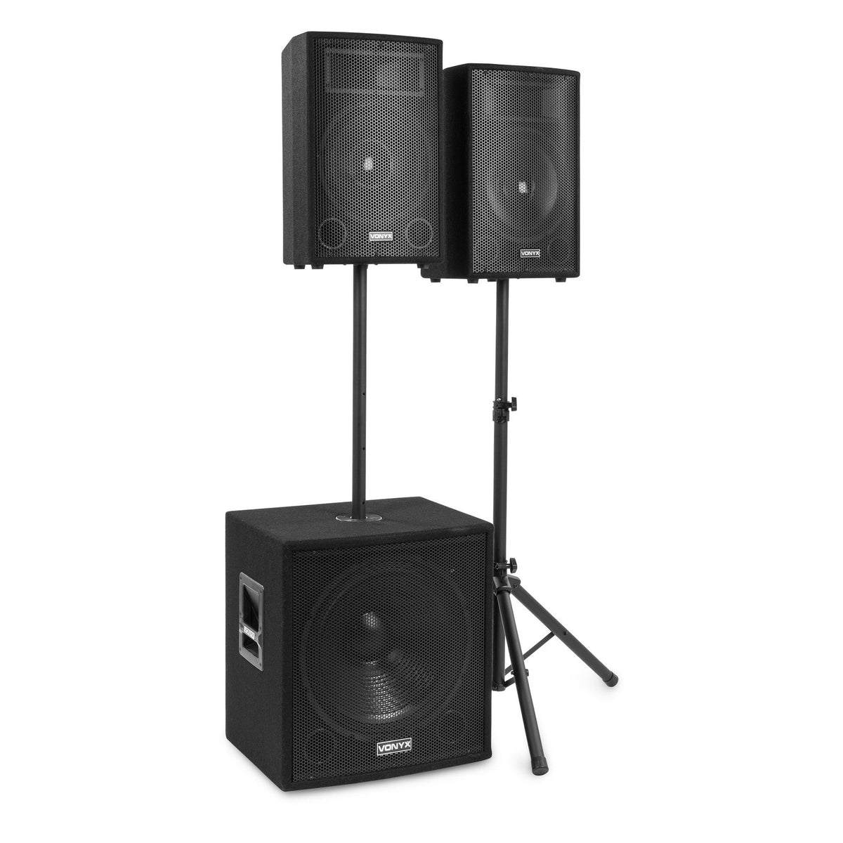 VONYX VX1218BT 1200W 2.1 Actieve Speakerset met 18 inch Subwoofer, Bluetooth 5.3 en 12 inch Satellieten