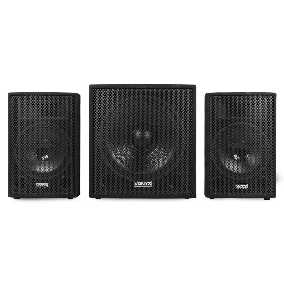 VONYX VX1218BT 1200W 2.1 Actieve Speakerset met 18 inch Subwoofer, Bluetooth 5.3 en 12 inch Satellieten