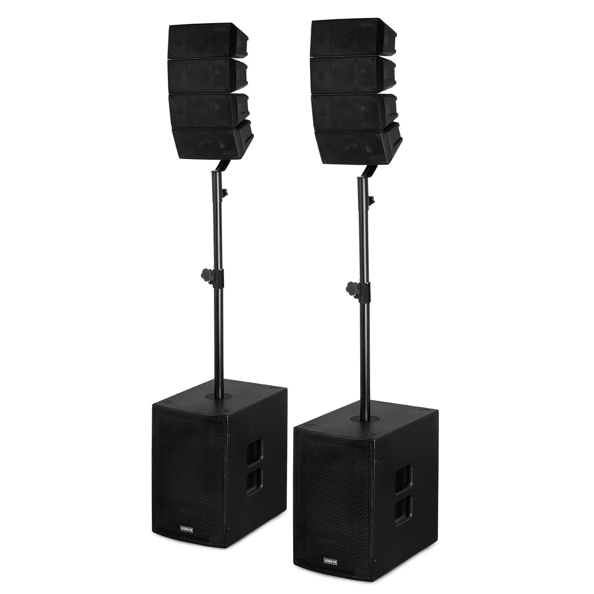 VONYX VX922 Compact 2.2 Line Array Set 1600W met Dubbele 12 inch Subwoofers, DSP en Bluetooth 5.0