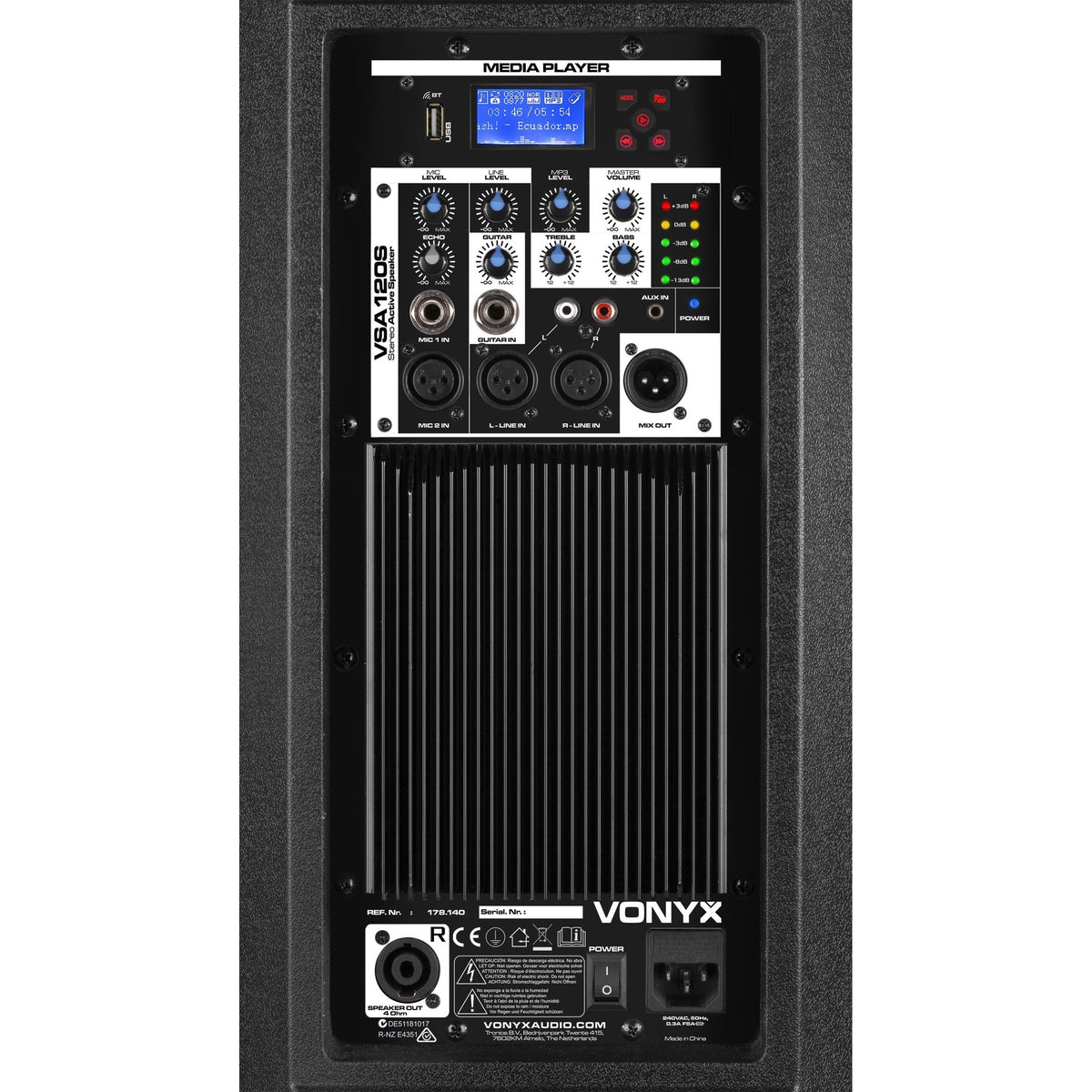 VONYX VSA120S 800W Actieve Stereo Speakerset met Bluetooth, USB Speler en 12 inch Woofers