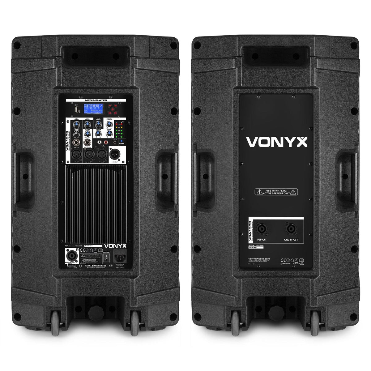 VONYX VSA150S 1000W Actieve Stereo Speakerset met Bluetooth, USB Speler en 15 inch Woofers