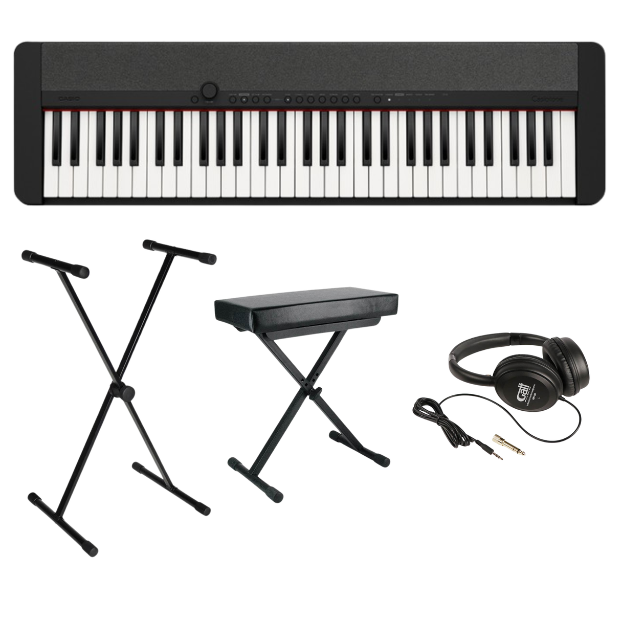 Casio CT-S1BK Casiotone Keyboard Set Zwart met 61 Aanslaggevoelige Toetsen, Standaard, Kruk en Hoofdtelefoon
