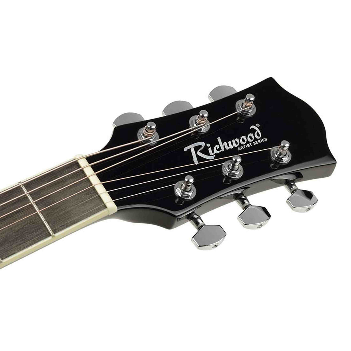 Richwood RD-12-BK akoestische gitaarset – dreadnought, zwart, met stemapparaat en standaard