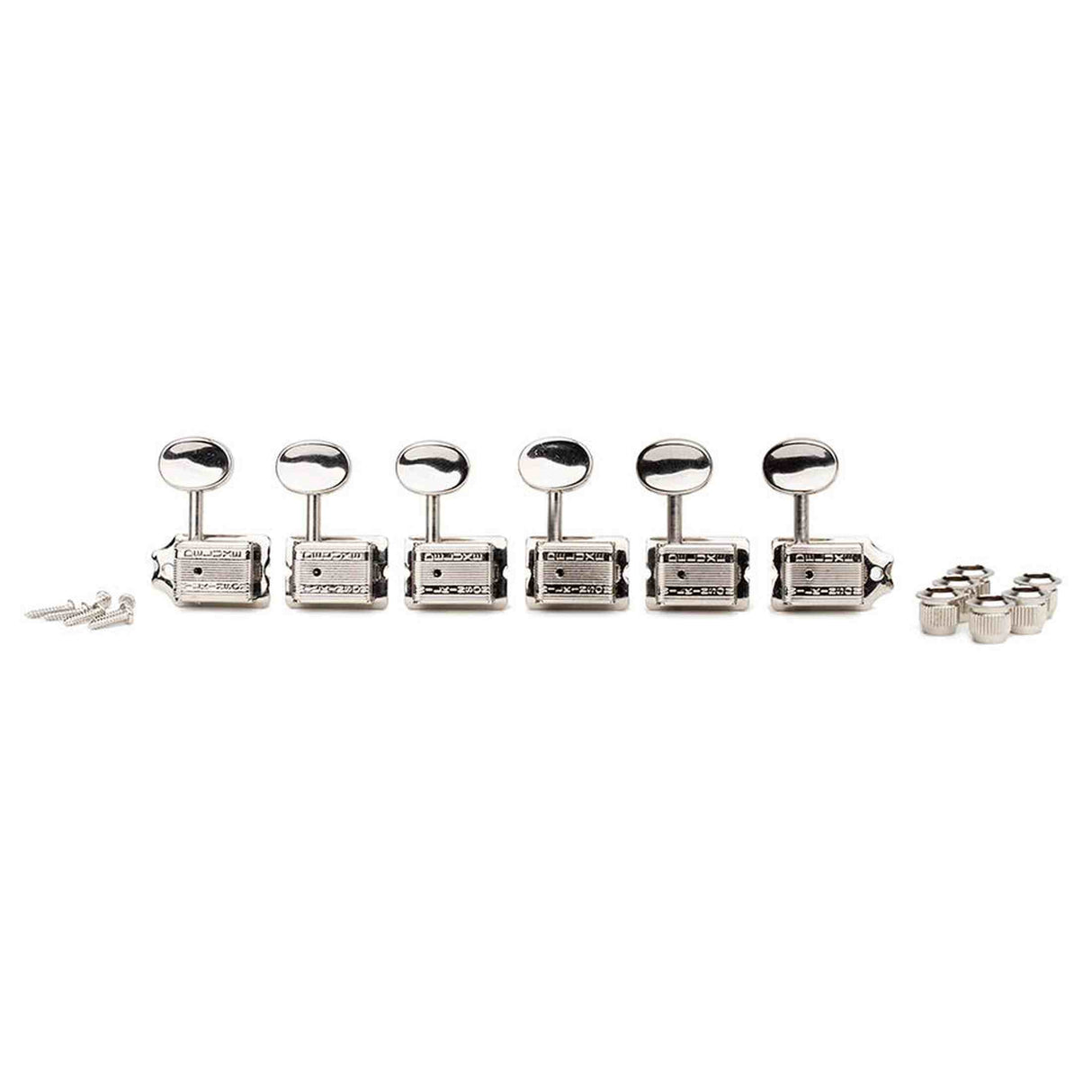 Wilkinson 162-NL-4M2L Stemmechanieken voor gitaar, met EZ LOK and staggered post height, 6x links, nikkel