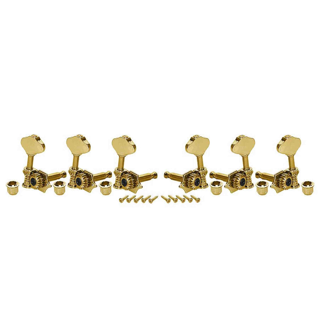 Wilkinson WJ-28N/GD Stemmechanieken voor gitaar, open geared, 3x links + 3x rechts, goud, ratio 1:19