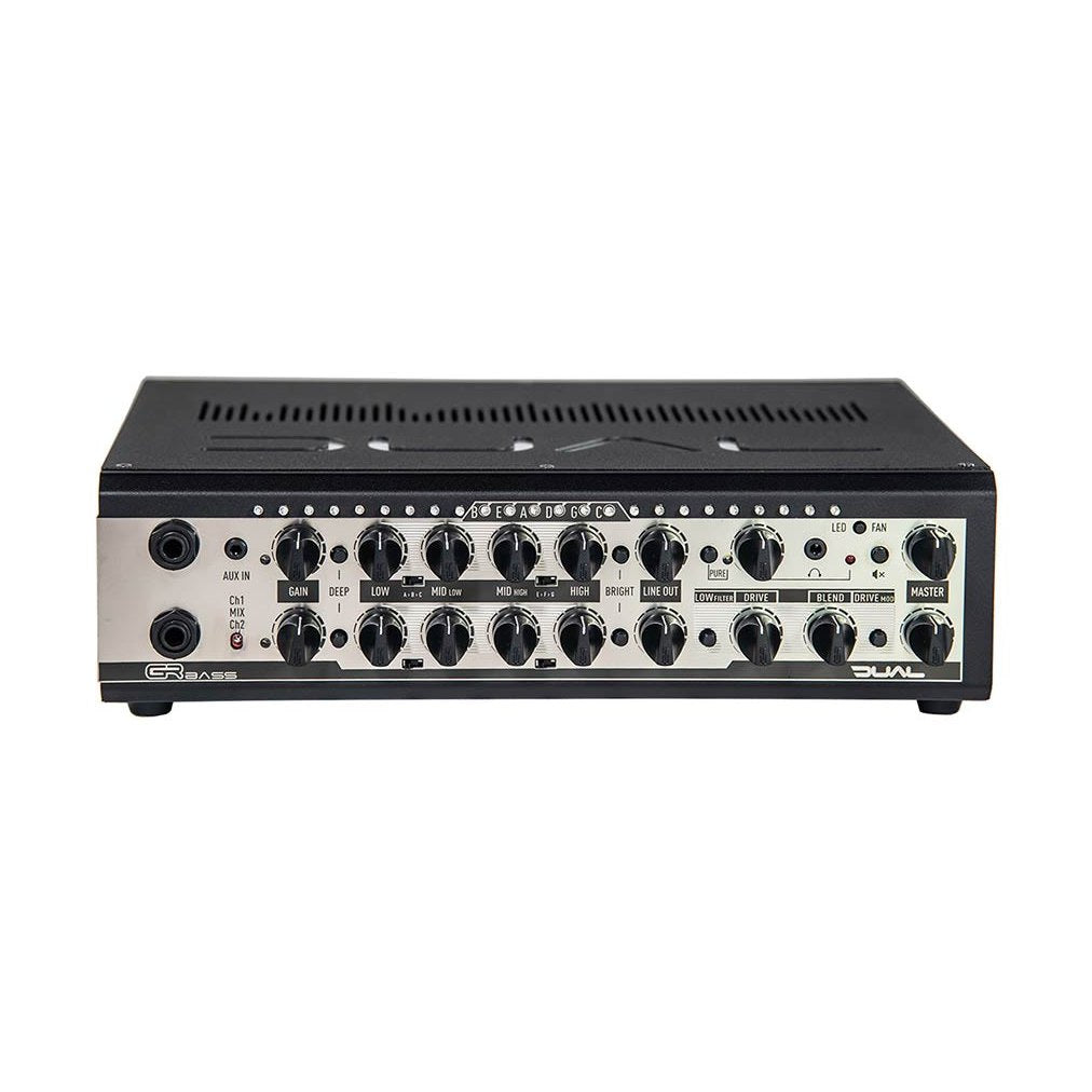 GR Bass DUAL1400 Basversterker Top – 2x 700W, 2 Kanalen, Overdrive & Dubbele DI