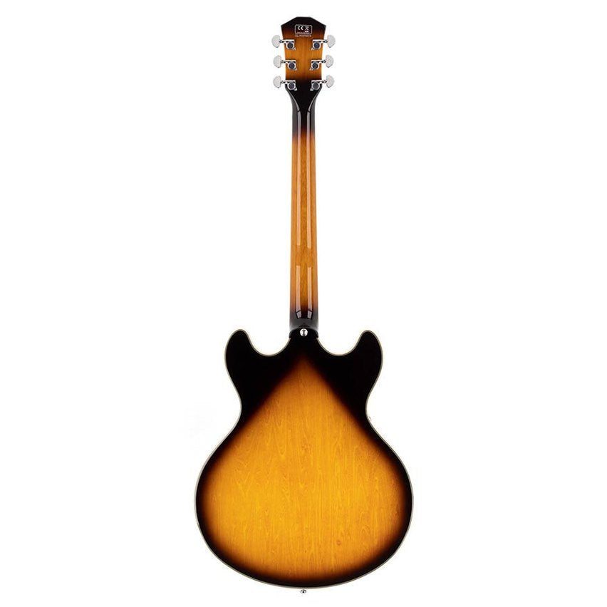 Sire Guitars H7VL/VS Linkshandige elektrische archtop gitaar met P90s vintage sunburst