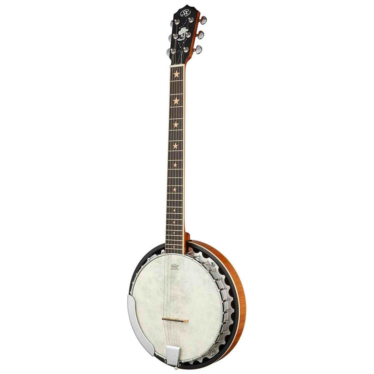 SX BJ566 6-Snarige Gitaarbanjo 11 Inch Aluminium Rim met Remo Fiberskyn Vel en Gigbag