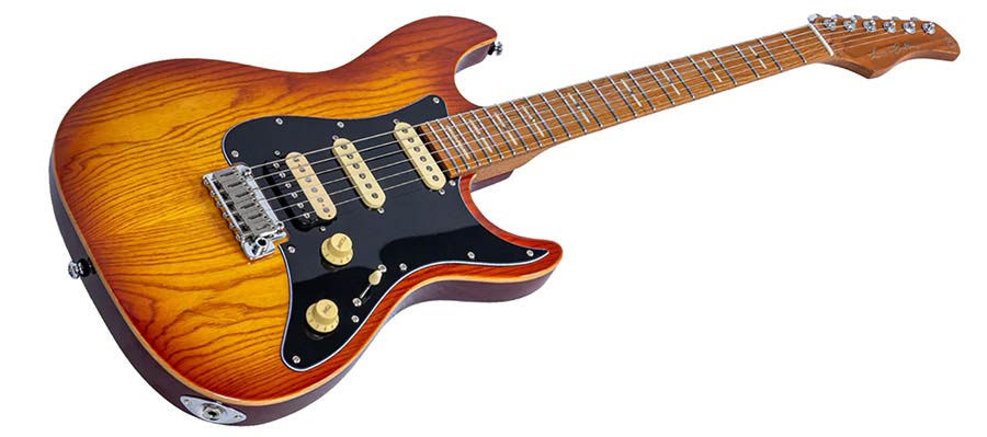 Sire S7S HSS/AB Larry Carlton S-Style Elektrische Gitaar Amber Burst met Swamp Ash Top en Locking Tuners