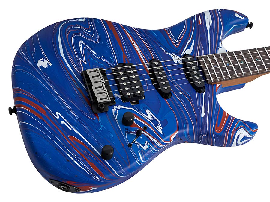 Sire S7 HSS/BLSW Larry Carlton S-Style Elektrische Gitaar Blue Swirl met Roasted Maple Hals en Locking Tuners