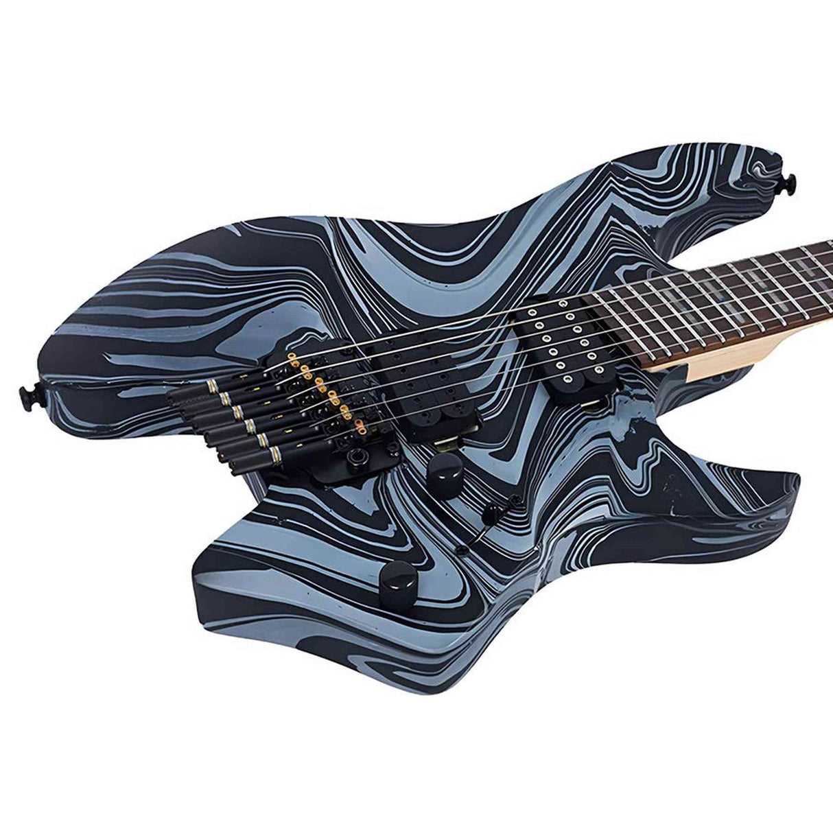 Sire X6H6/BKSW Larry Carlton Headless Elektrische Gitaar Black Swirl met Tremolobrug en Gigbag