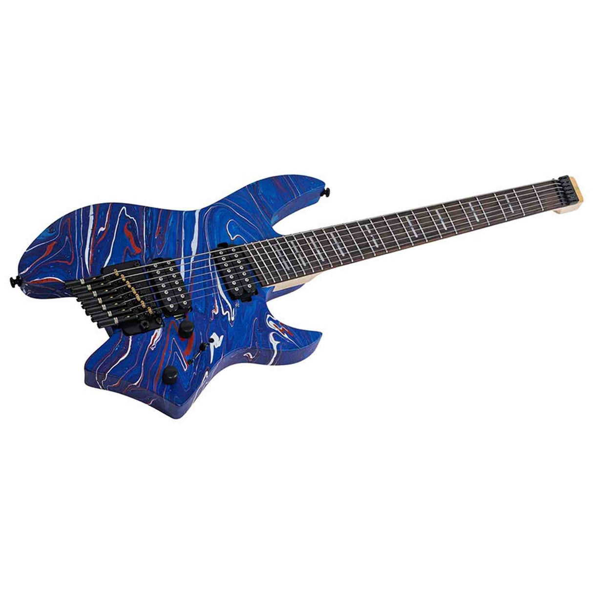 Sire X6H7/BLSW Larry Carlton 7-snarige Headless Elektrische Gitaar Blue Swirl met Tremolobrug en Gigbag