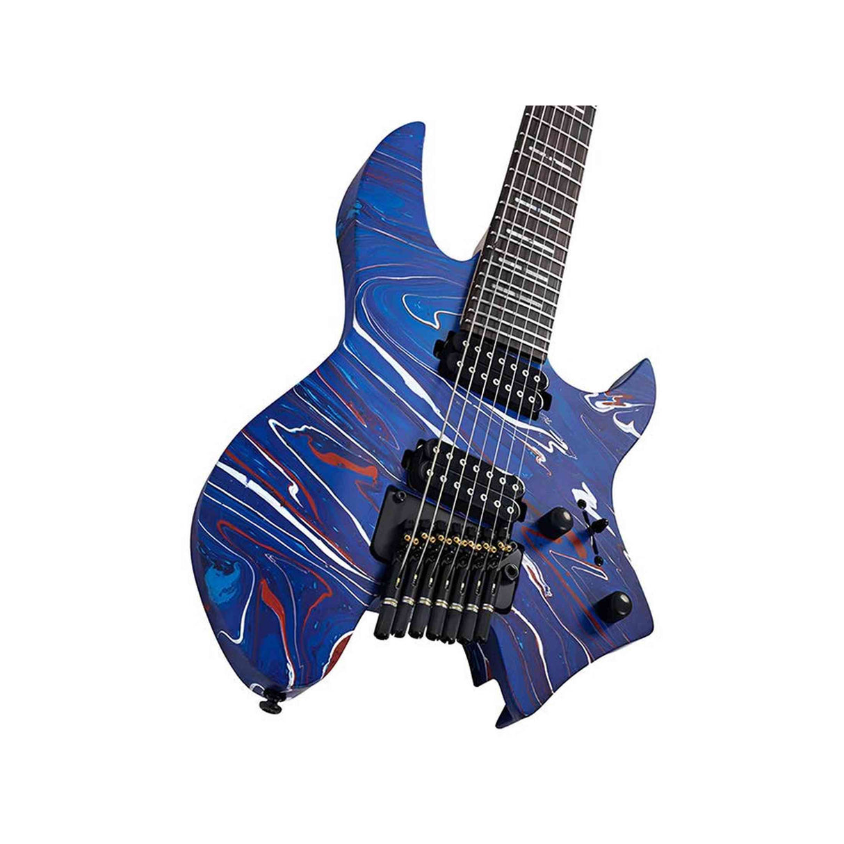 Sire X6H7/BLSW Larry Carlton 7-snarige Headless Elektrische Gitaar Blue Swirl met Tremolobrug en Gigbag