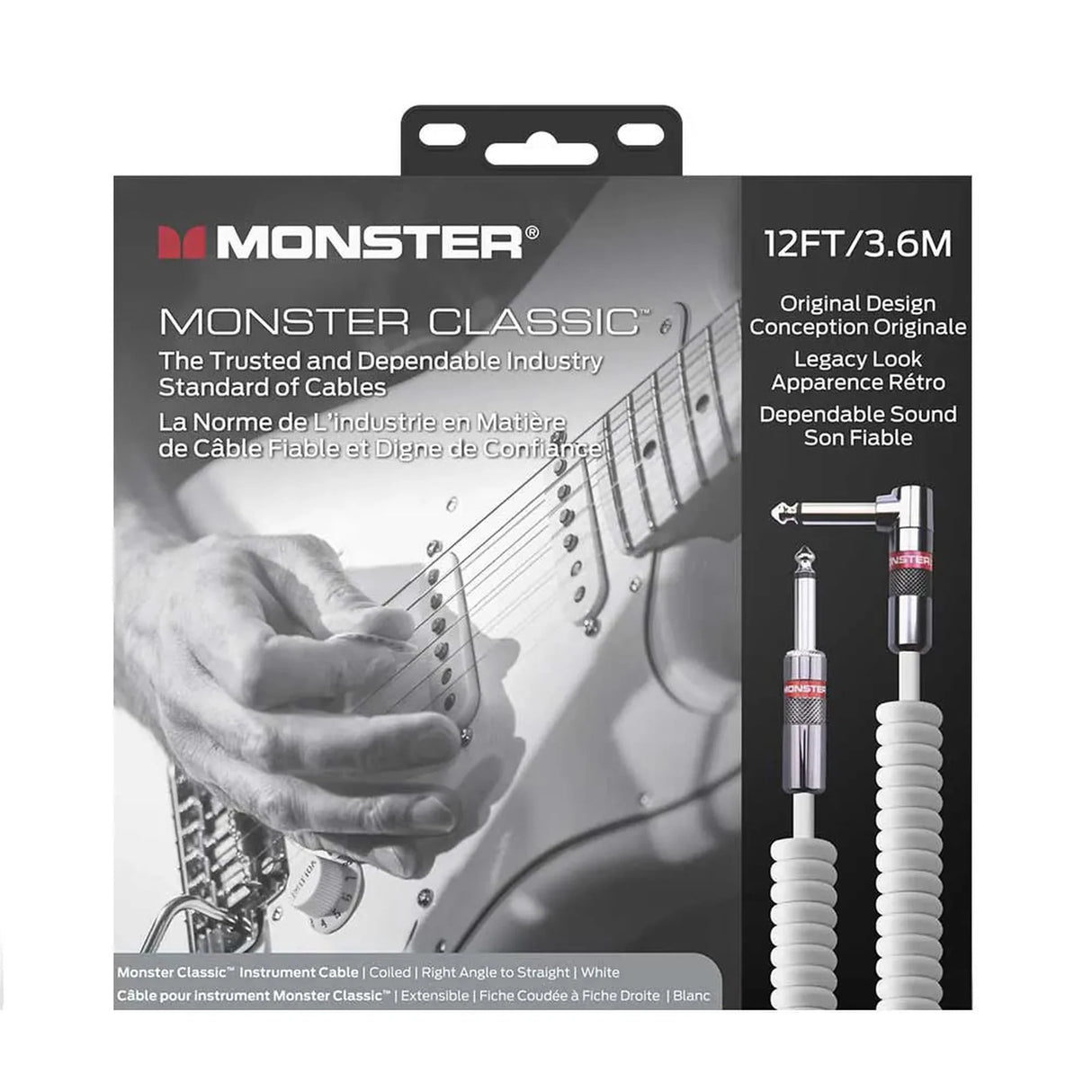 Monster Classic Gitaarkabel 3,6 Meter Spiraalkabel Rechte Jack naar Rechte Jack