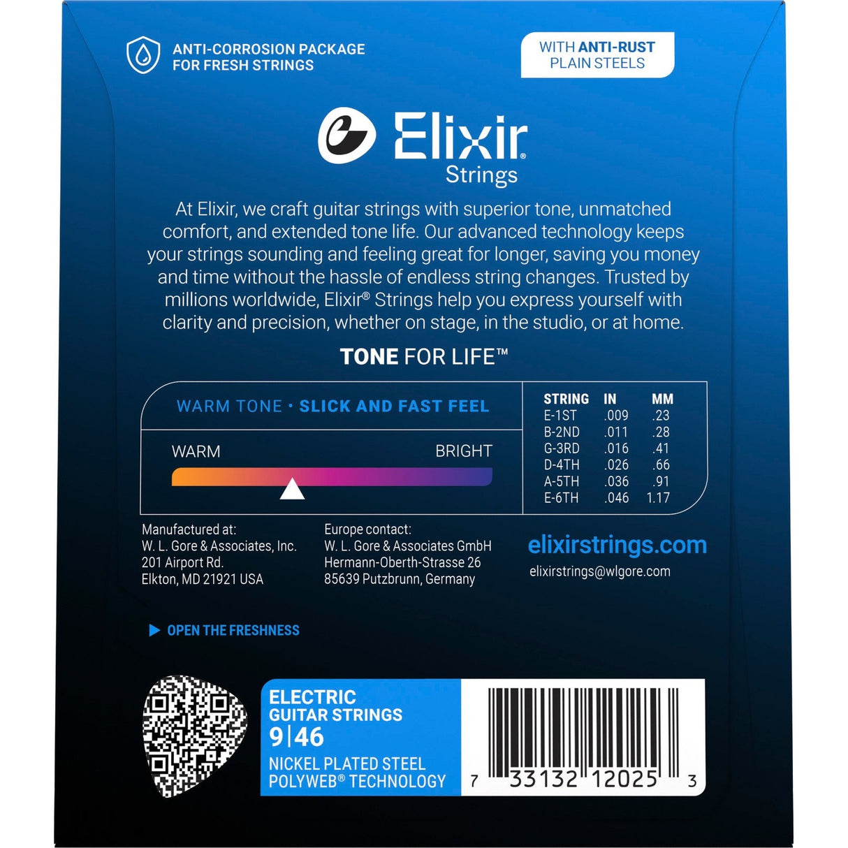 Elixir 12025 Polyweb elektrische gitaarsnaren Custom Light 009-046
