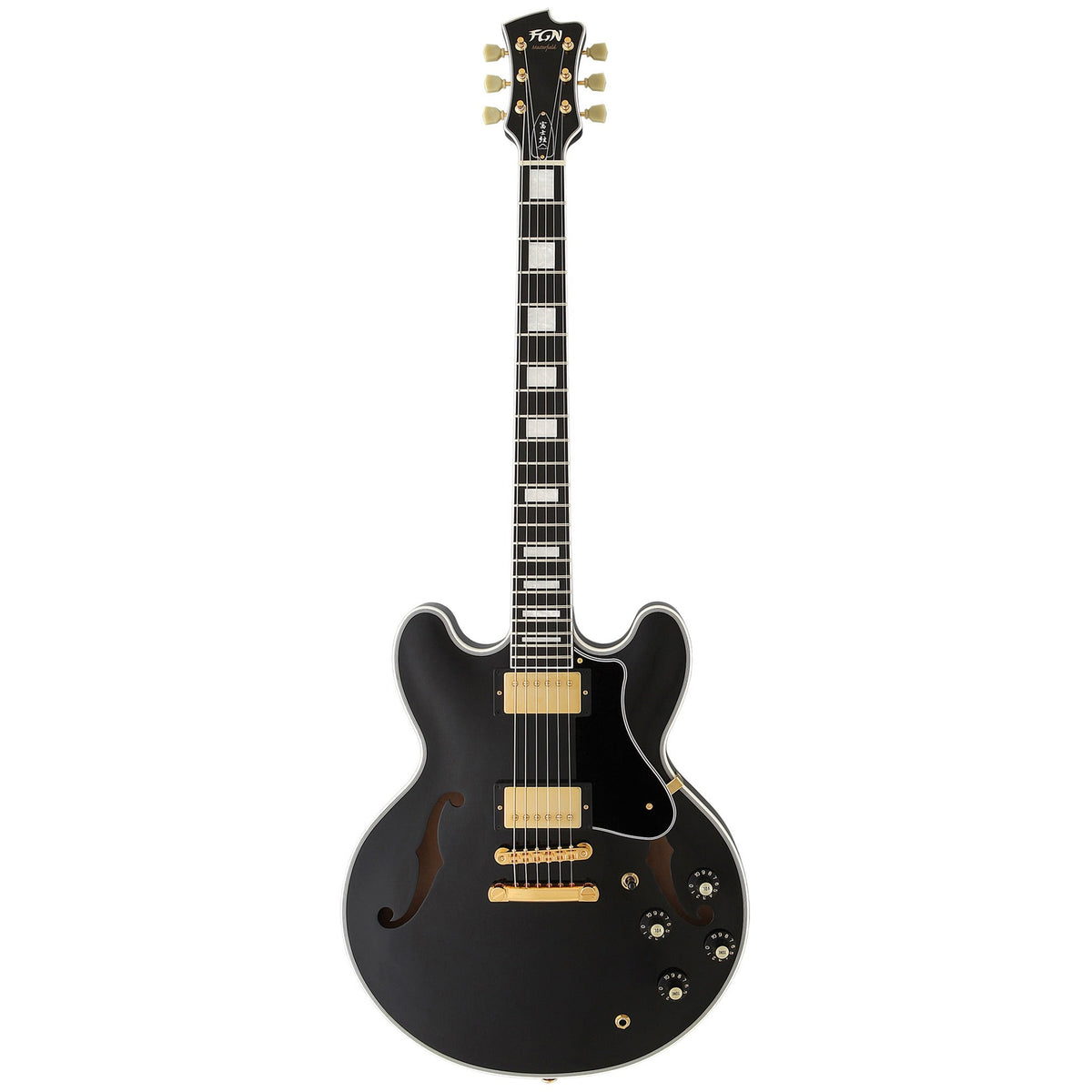 FGN Masterfield Semi Custom HH elektrische gitaar Zwart, Alnico 3 humbuckers, met koffer