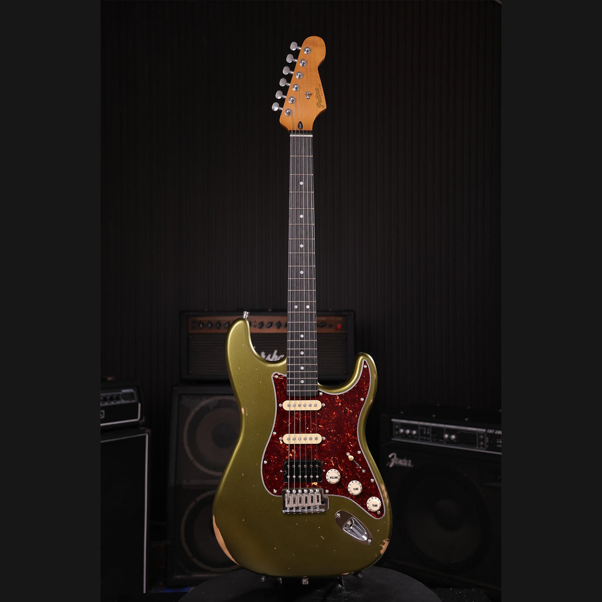 Patina PS-7 SGR R S-style Elektrische Gitaar HSS Alnico V Nitro Relic Paulownia Body Roasted Maple Hals Sherwood Green
