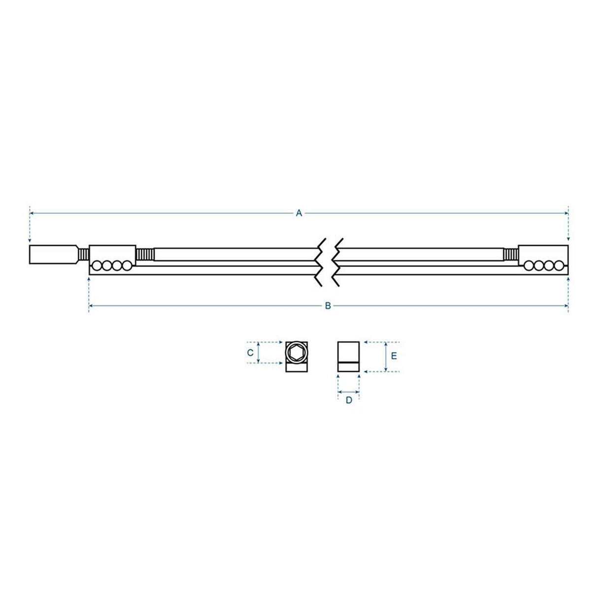 Boston TRO-630-K Halspen Truss Rod 630 mm 6 mm Staaf Single Action Inbus 4 mm