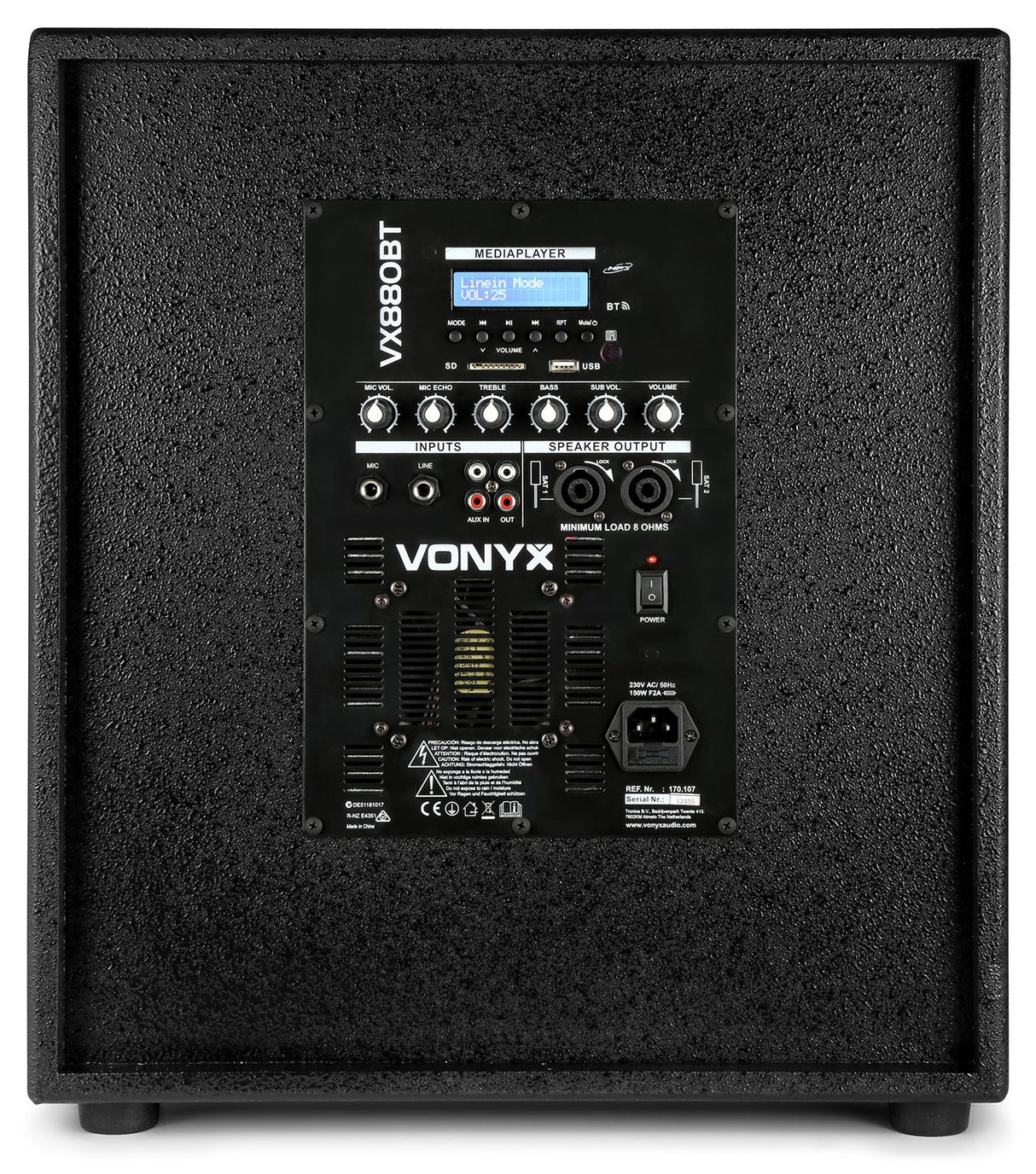 VONYX VX880BT 1000W 2.1 Actieve Speakerset met 15 inch Subwoofer, Bluetooth en Kolomspeakers