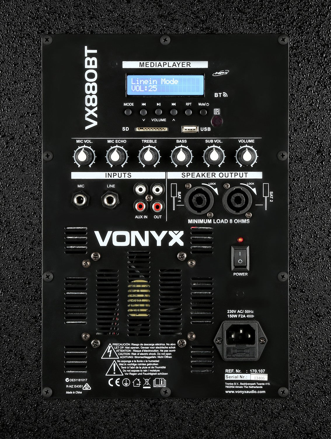 VONYX VX880BT 1000W 2.1 Actieve Speakerset met 15 inch Subwoofer, Bluetooth en Kolomspeakers