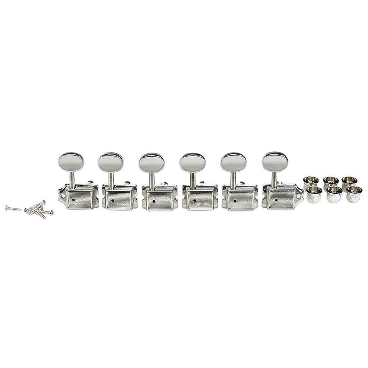 Boston 62-CL Stemmechanieken voor gitaar, chroom, 6x links, vintage style, metalen knoppen