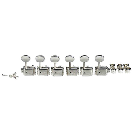 Boston 62-CL Stemmechanieken voor gitaar, chroom, 6x links, vintage style, metalen knoppen