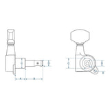 Boston 75-BLR Stemmechanieken voor gitaar, die cast, 3x links + 3x rechts, zwart, deluxe knoppen