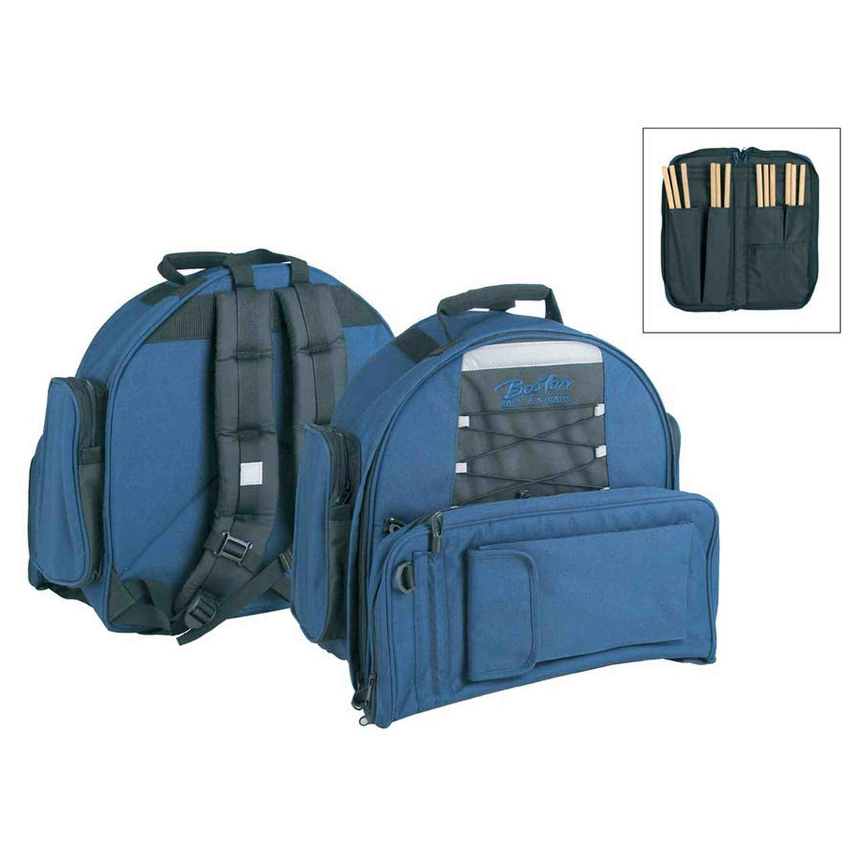 Boston DBL-14-SBP Deluxe gigbag voor snaartrom met stokkenhoes, zwart-blauw, 15 mm gevoerd hardfoam, 14"x 6.5"