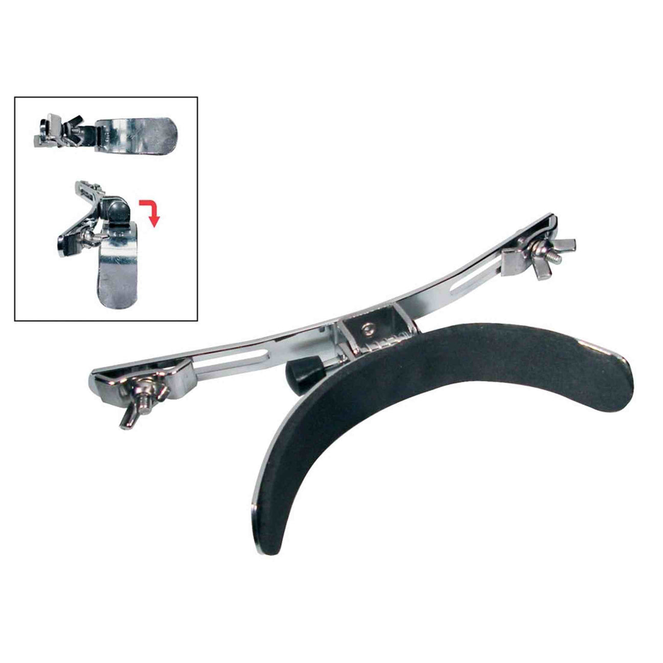Hayman D6-1 Kniebeugel voor kleine trom / snaartrom, verstelbaar, met padding en bevestigingsschroeven