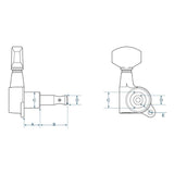 Wilkinson 191-BL Stemmechanieken voor gitaar, die cast, 6x links, zwart, low gearing 19:1