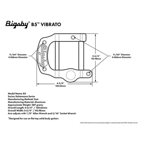 Bigsby B-B5KIT-CHB5 Vibrato Tailpiece voor Telecaster