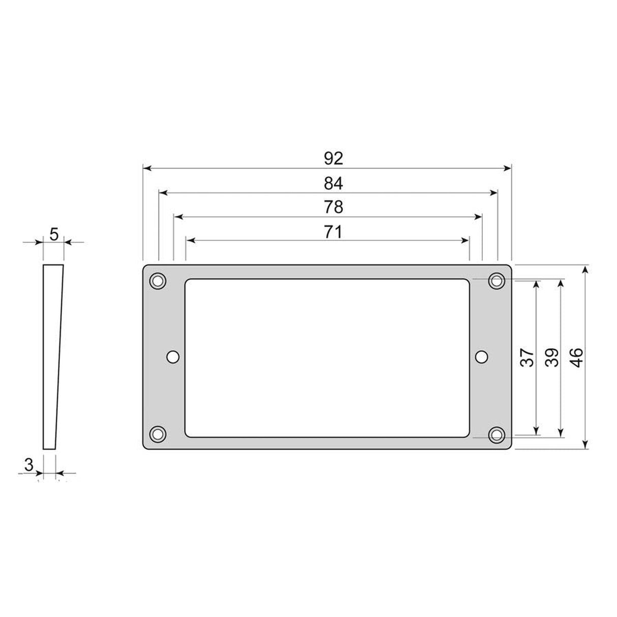 Boston HCS3050BK humbucker frame, curved bottom slanted top, 3 to 5mm height, black