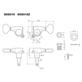 Gotoh GTH14774 SGS510Z stemmechanieken met L5 knoppen, 3L3R, chroom