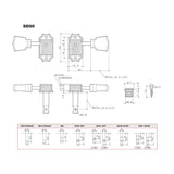 Gotoh GTH13020 SD90 stemmechanieken met SL knoppen, 3L3R, aged nikkel