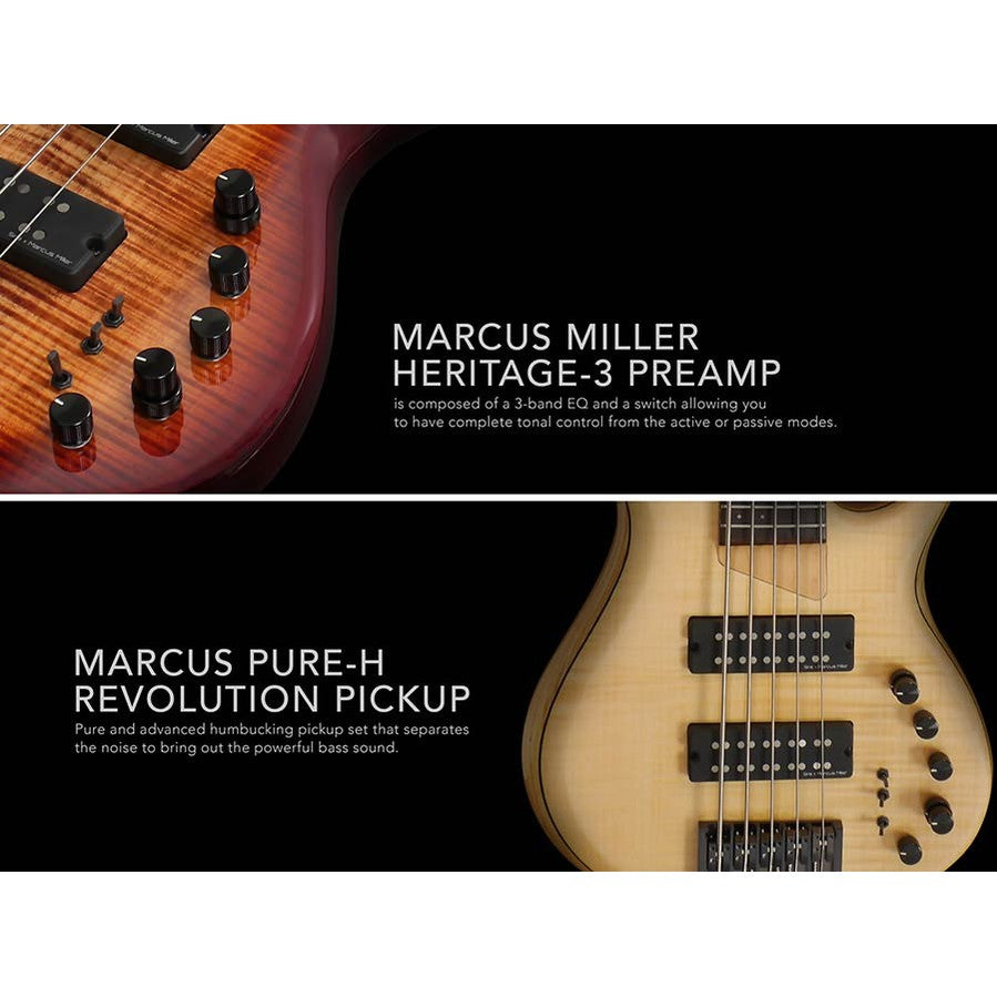 Sire M7+ S5/TBK Marcus Miller 5-Snarige Basgitaar Transparent Black