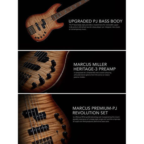 Sire P10 DX4/TS Marcus Miller 4-snarige actieve basgitaar Tobacco Sunburst