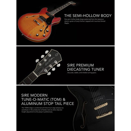 Sire Guitars H7V/CS Elektrische archtop gitaar met P90s cherry sunburst