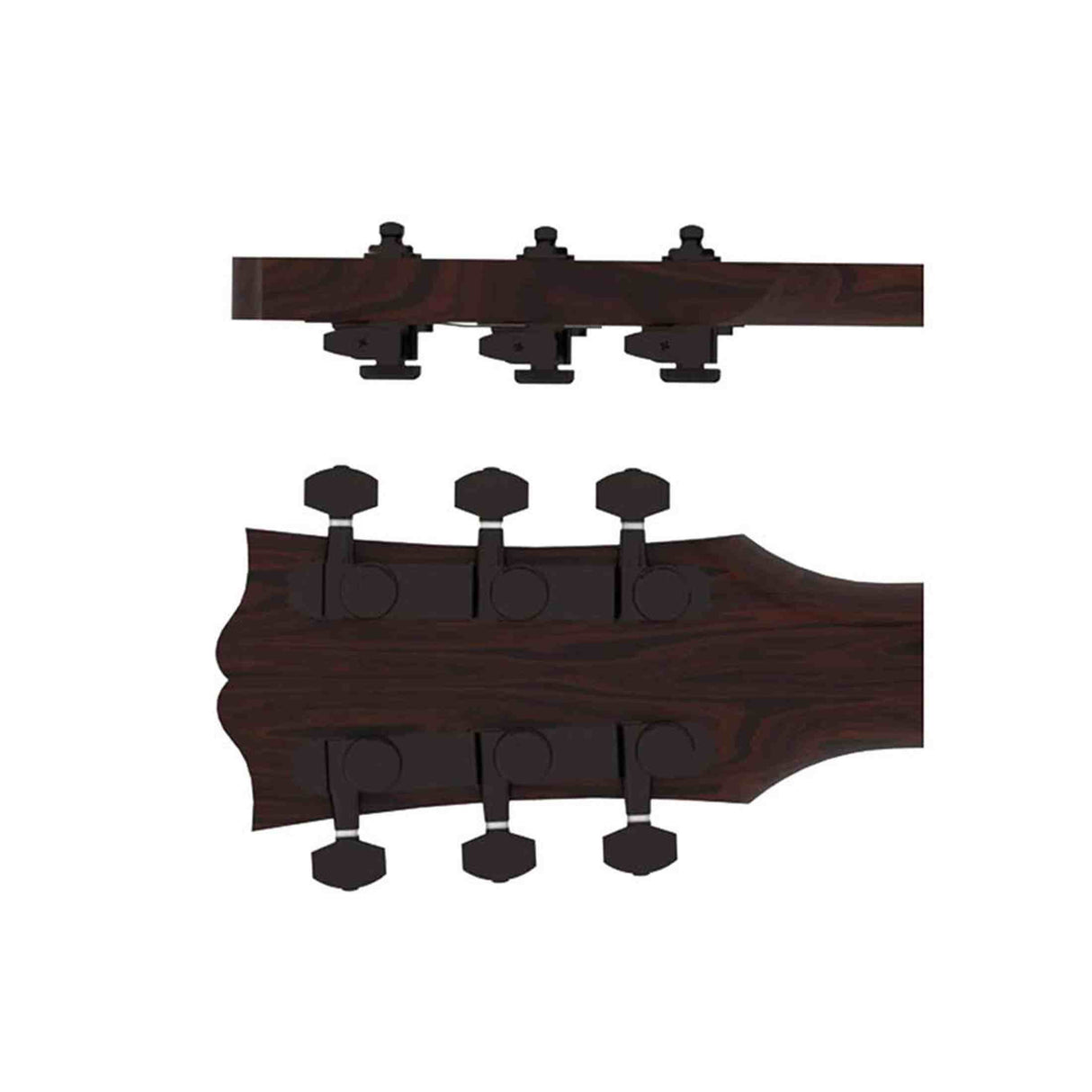 Hipshot HS6K2EL0B Gitaar tuner upgrade kit, 3 + 3 Grip-Lock, closed zwart